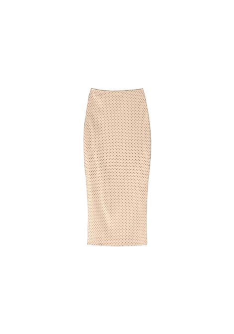 Gonna Aniye by donna Leonie 185676 Beige midi stampa a pois spacco sul retro zip  Aniye by | Gonne | 1856761912